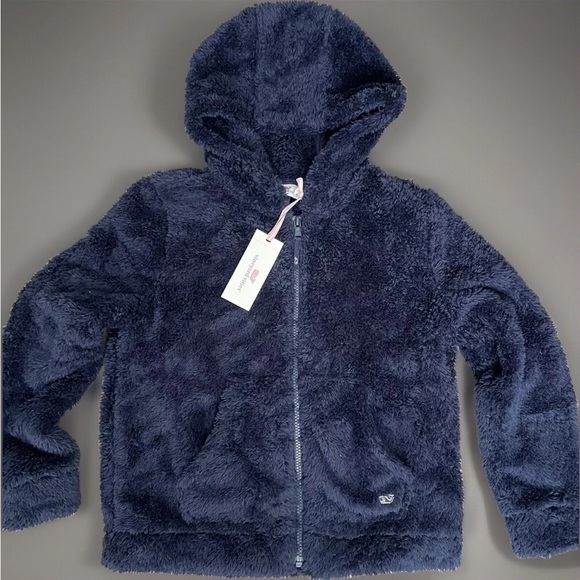 NEW girls size 10 12 medium full zip Teddy hoodie by vineyard vines soft